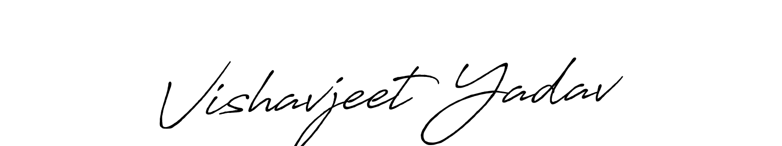 How to make Vishavjeet Yadav name signature. Use Antro_Vectra_Bolder style for creating short signs online. This is the latest handwritten sign. Vishavjeet Yadav signature style 7 images and pictures png