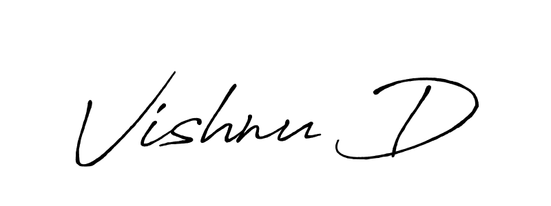 Use a signature maker to create a handwritten signature online. With this signature software, you can design (Antro_Vectra_Bolder) your own signature for name Vishnu D. Vishnu D signature style 7 images and pictures png