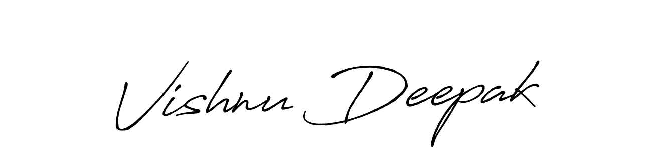 Use a signature maker to create a handwritten signature online. With this signature software, you can design (Antro_Vectra_Bolder) your own signature for name Vishnu Deepak. Vishnu Deepak signature style 7 images and pictures png