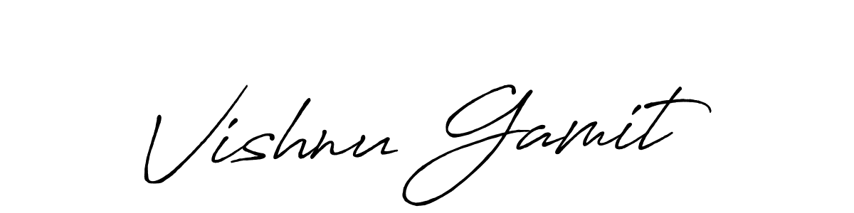 Make a beautiful signature design for name Vishnu Gamit. With this signature (Antro_Vectra_Bolder) style, you can create a handwritten signature for free. Vishnu Gamit signature style 7 images and pictures png