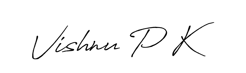 It looks lik you need a new signature style for name Vishnu P K. Design unique handwritten (Antro_Vectra_Bolder) signature with our free signature maker in just a few clicks. Vishnu P K signature style 7 images and pictures png