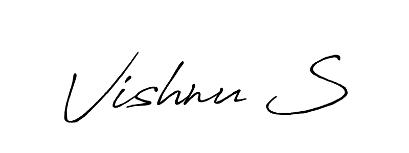 You should practise on your own different ways (Antro_Vectra_Bolder) to write your name (Vishnu S) in signature. don't let someone else do it for you. Vishnu S signature style 7 images and pictures png