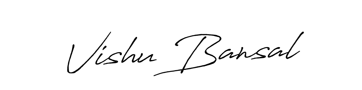 Use a signature maker to create a handwritten signature online. With this signature software, you can design (Antro_Vectra_Bolder) your own signature for name Vishu Bansal. Vishu Bansal signature style 7 images and pictures png