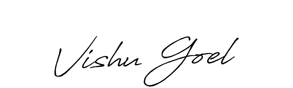How to make Vishu Goel name signature. Use Antro_Vectra_Bolder style for creating short signs online. This is the latest handwritten sign. Vishu Goel signature style 7 images and pictures png