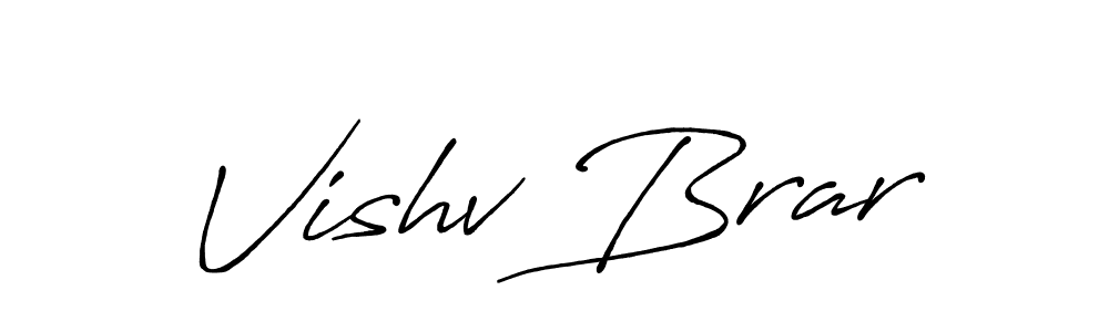 How to make Vishv Brar name signature. Use Antro_Vectra_Bolder style for creating short signs online. This is the latest handwritten sign. Vishv Brar signature style 7 images and pictures png