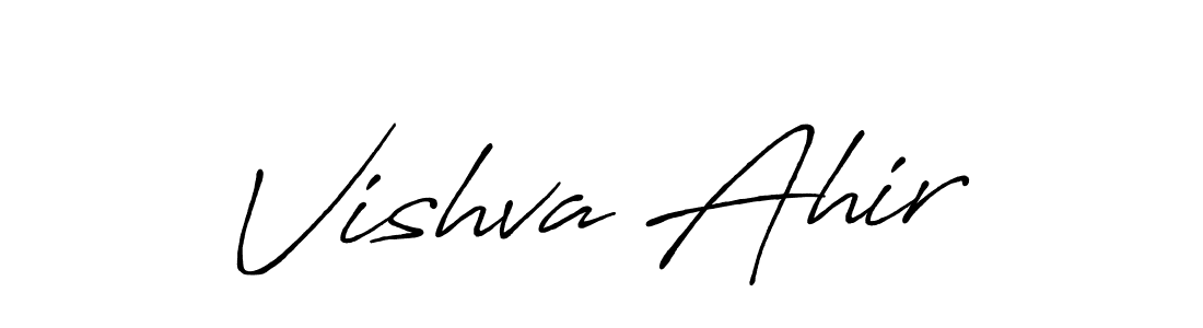 Also You can easily find your signature by using the search form. We will create Vishva Ahir name handwritten signature images for you free of cost using Antro_Vectra_Bolder sign style. Vishva Ahir signature style 7 images and pictures png