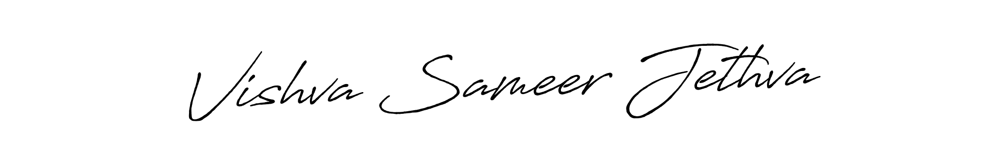 How to make Vishva Sameer Jethva name signature. Use Antro_Vectra_Bolder style for creating short signs online. This is the latest handwritten sign. Vishva Sameer Jethva signature style 7 images and pictures png