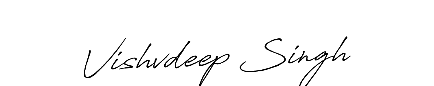 Create a beautiful signature design for name Vishvdeep Singh. With this signature (Antro_Vectra_Bolder) fonts, you can make a handwritten signature for free. Vishvdeep Singh signature style 7 images and pictures png