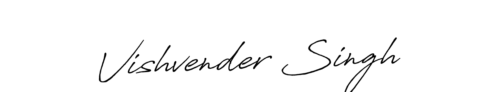 How to make Vishvender Singh name signature. Use Antro_Vectra_Bolder style for creating short signs online. This is the latest handwritten sign. Vishvender Singh signature style 7 images and pictures png