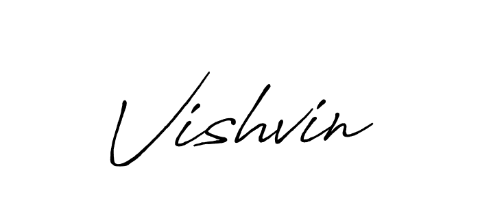 Use a signature maker to create a handwritten signature online. With this signature software, you can design (Antro_Vectra_Bolder) your own signature for name Vishvin. Vishvin signature style 7 images and pictures png