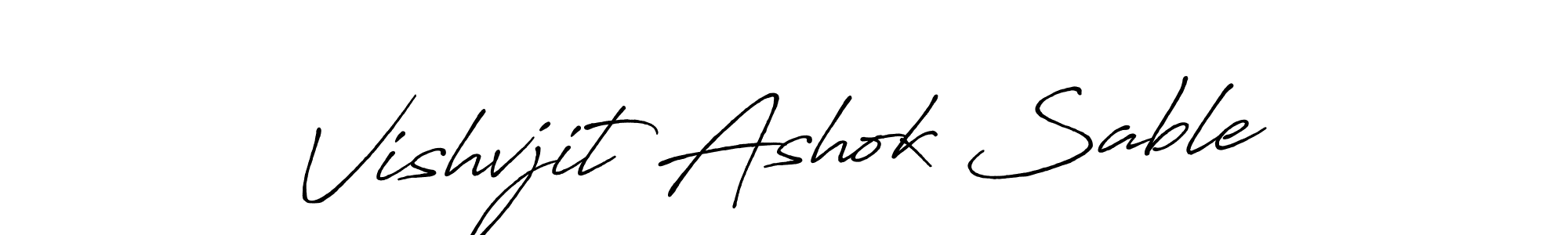 How to make Vishvjit Ashok Sable name signature. Use Antro_Vectra_Bolder style for creating short signs online. This is the latest handwritten sign. Vishvjit Ashok Sable signature style 7 images and pictures png