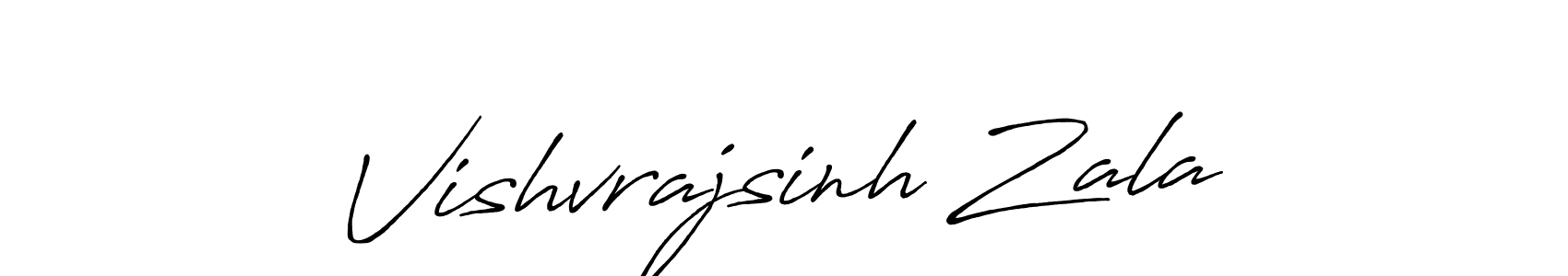 How to make Vishvrajsinh Zala name signature. Use Antro_Vectra_Bolder style for creating short signs online. This is the latest handwritten sign. Vishvrajsinh Zala signature style 7 images and pictures png