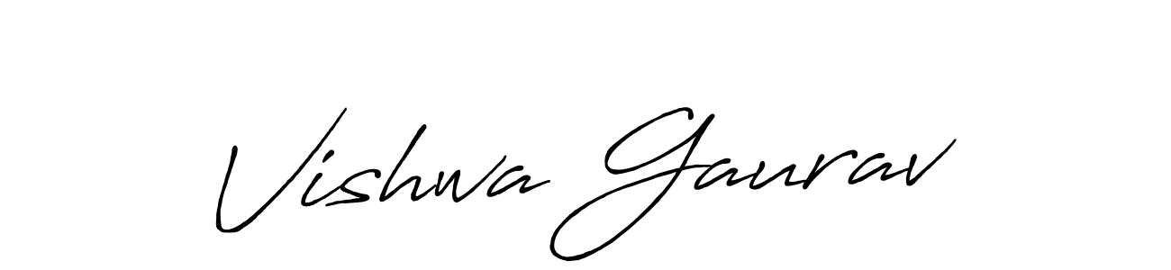 Vishwa Gaurav stylish signature style. Best Handwritten Sign (Antro_Vectra_Bolder) for my name. Handwritten Signature Collection Ideas for my name Vishwa Gaurav. Vishwa Gaurav signature style 7 images and pictures png