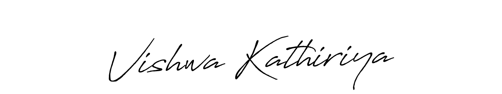 Create a beautiful signature design for name Vishwa Kathiriya. With this signature (Antro_Vectra_Bolder) fonts, you can make a handwritten signature for free. Vishwa Kathiriya signature style 7 images and pictures png