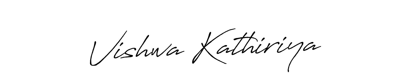 Create a beautiful signature design for name Vishwa Kathiriya. With this signature (Antro_Vectra_Bolder) fonts, you can make a handwritten signature for free. Vishwa Kathiriya signature style 7 images and pictures png