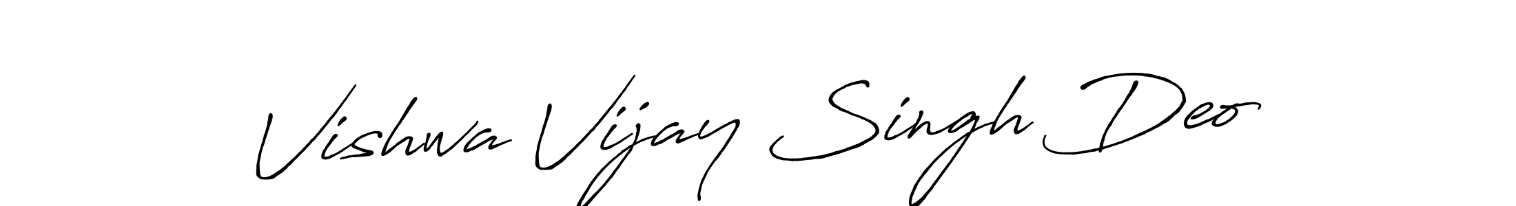 How to make Vishwa Vijay Singh Deo name signature. Use Antro_Vectra_Bolder style for creating short signs online. This is the latest handwritten sign. Vishwa Vijay Singh Deo signature style 7 images and pictures png