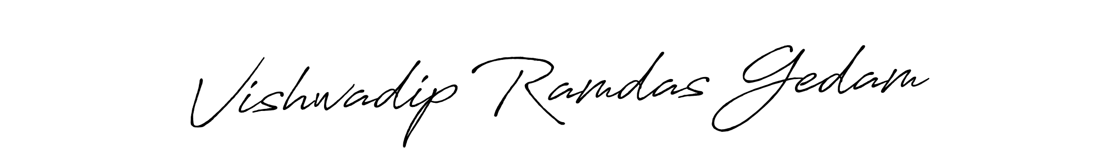 How to make Vishwadip Ramdas Gedam name signature. Use Antro_Vectra_Bolder style for creating short signs online. This is the latest handwritten sign. Vishwadip Ramdas Gedam signature style 7 images and pictures png