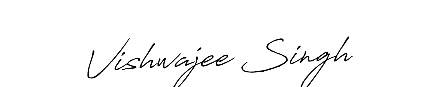 How to make Vishwajee Singh name signature. Use Antro_Vectra_Bolder style for creating short signs online. This is the latest handwritten sign. Vishwajee Singh signature style 7 images and pictures png
