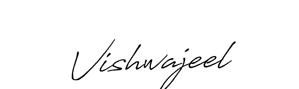 Use a signature maker to create a handwritten signature online. With this signature software, you can design (Antro_Vectra_Bolder) your own signature for name Vishwajeel. Vishwajeel signature style 7 images and pictures png