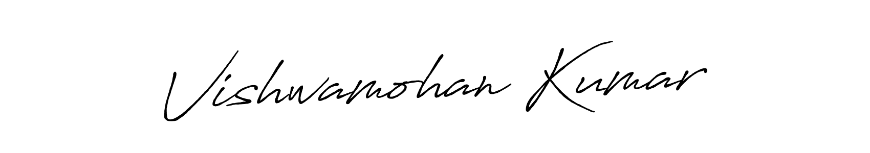 The best way (Antro_Vectra_Bolder) to make a short signature is to pick only two or three words in your name. The name Vishwamohan Kumar include a total of six letters. For converting this name. Vishwamohan Kumar signature style 7 images and pictures png