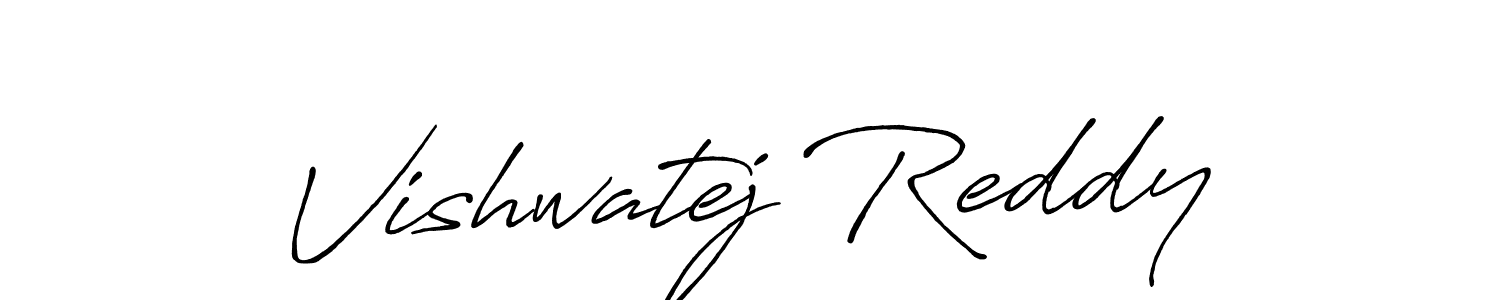 How to make Vishwatej Reddy name signature. Use Antro_Vectra_Bolder style for creating short signs online. This is the latest handwritten sign. Vishwatej Reddy signature style 7 images and pictures png