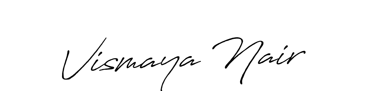 How to make Vismaya Nair name signature. Use Antro_Vectra_Bolder style for creating short signs online. This is the latest handwritten sign. Vismaya Nair signature style 7 images and pictures png