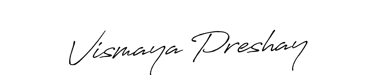 The best way (Antro_Vectra_Bolder) to make a short signature is to pick only two or three words in your name. The name Vismaya Preshay include a total of six letters. For converting this name. Vismaya Preshay signature style 7 images and pictures png