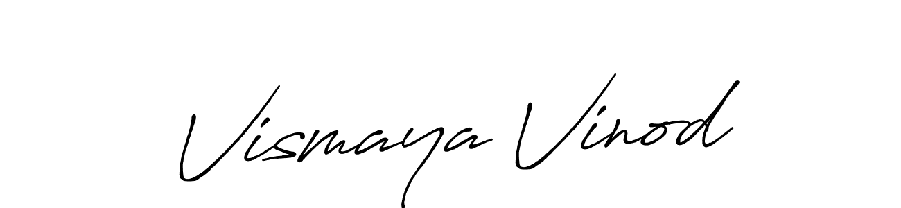 Antro_Vectra_Bolder is a professional signature style that is perfect for those who want to add a touch of class to their signature. It is also a great choice for those who want to make their signature more unique. Get Vismaya Vinod name to fancy signature for free. Vismaya Vinod signature style 7 images and pictures png