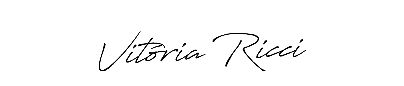How to make Vitória Ricci name signature. Use Antro_Vectra_Bolder style for creating short signs online. This is the latest handwritten sign. Vitória Ricci signature style 7 images and pictures png