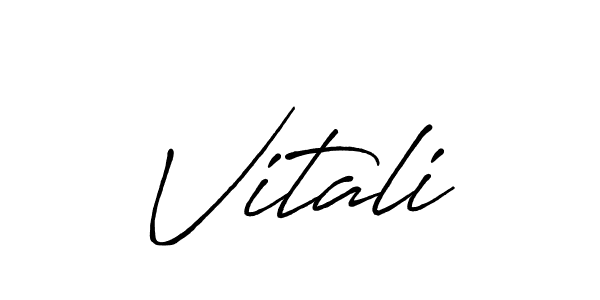 How to make Vitali name signature. Use Antro_Vectra_Bolder style for creating short signs online. This is the latest handwritten sign. Vitali signature style 7 images and pictures png