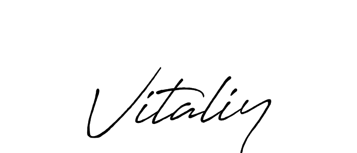 Make a beautiful signature design for name Vitaliy. With this signature (Antro_Vectra_Bolder) style, you can create a handwritten signature for free. Vitaliy signature style 7 images and pictures png