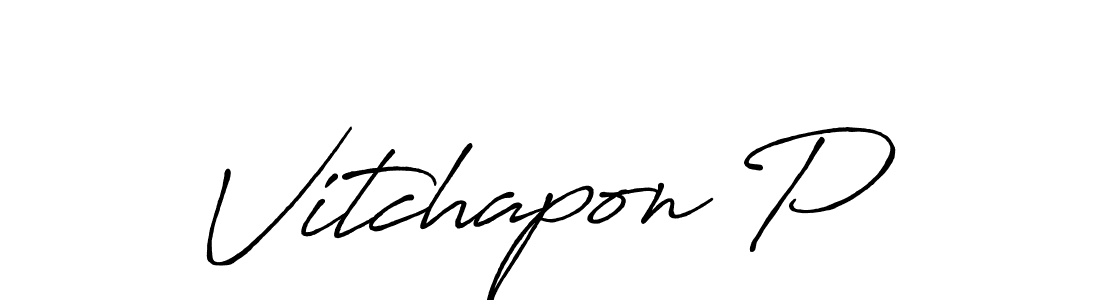 Use a signature maker to create a handwritten signature online. With this signature software, you can design (Antro_Vectra_Bolder) your own signature for name Vitchapon P. Vitchapon P signature style 7 images and pictures png