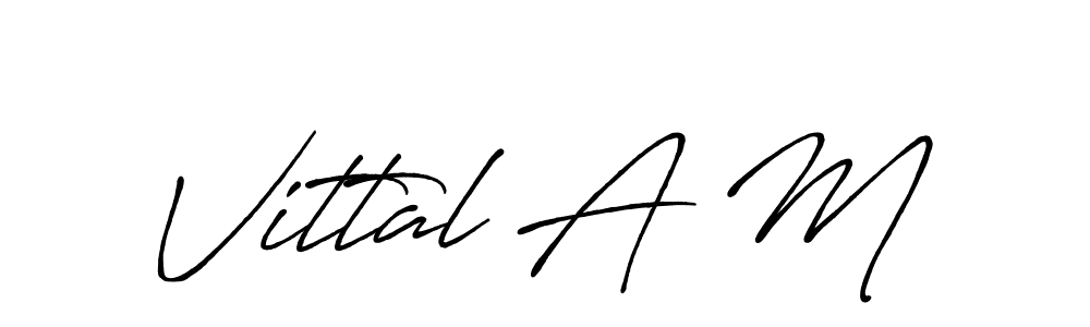 Create a beautiful signature design for name Vittal A M. With this signature (Antro_Vectra_Bolder) fonts, you can make a handwritten signature for free. Vittal A M signature style 7 images and pictures png
