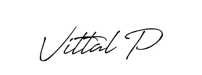 How to make Vittal P name signature. Use Antro_Vectra_Bolder style for creating short signs online. This is the latest handwritten sign. Vittal P signature style 7 images and pictures png