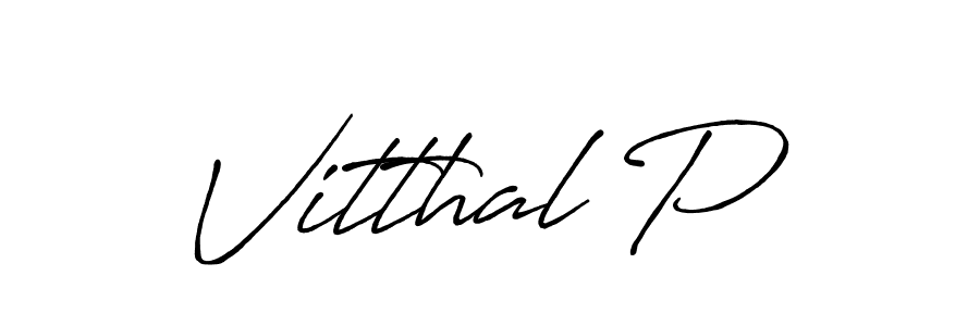 Vitthal P stylish signature style. Best Handwritten Sign (Antro_Vectra_Bolder) for my name. Handwritten Signature Collection Ideas for my name Vitthal P. Vitthal P signature style 7 images and pictures png