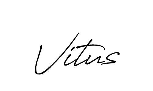 Use a signature maker to create a handwritten signature online. With this signature software, you can design (Antro_Vectra_Bolder) your own signature for name Vitus. Vitus signature style 7 images and pictures png