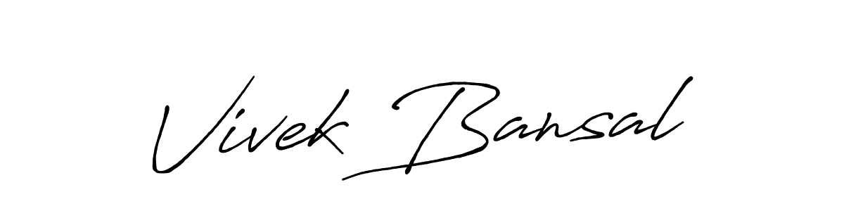 How to make Vivek Bansal name signature. Use Antro_Vectra_Bolder style for creating short signs online. This is the latest handwritten sign. Vivek Bansal signature style 7 images and pictures png