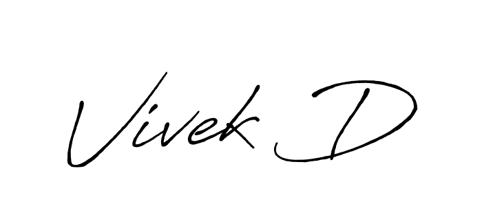 Make a beautiful signature design for name Vivek D. With this signature (Antro_Vectra_Bolder) style, you can create a handwritten signature for free. Vivek D signature style 7 images and pictures png