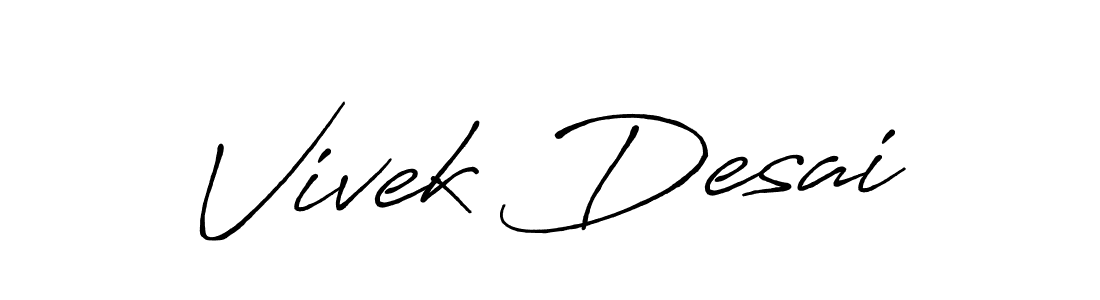 Also we have Vivek Desai name is the best signature style. Create professional handwritten signature collection using Antro_Vectra_Bolder autograph style. Vivek Desai signature style 7 images and pictures png