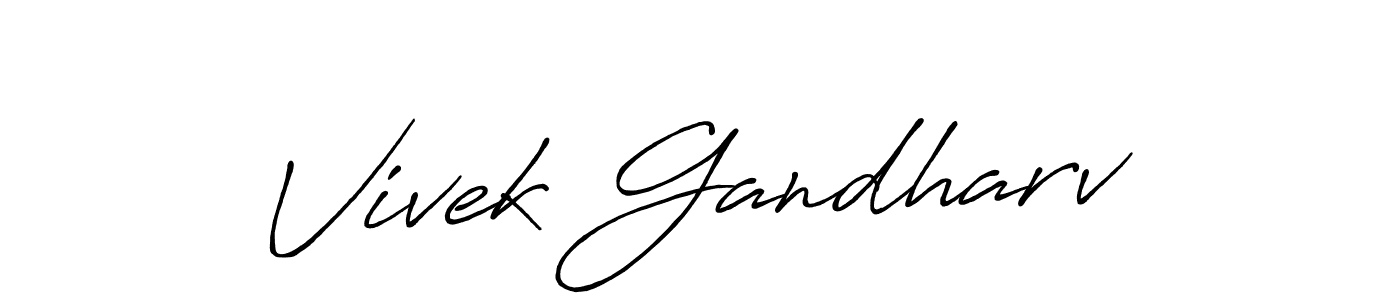 Antro_Vectra_Bolder is a professional signature style that is perfect for those who want to add a touch of class to their signature. It is also a great choice for those who want to make their signature more unique. Get Vivek Gandharv name to fancy signature for free. Vivek Gandharv signature style 7 images and pictures png