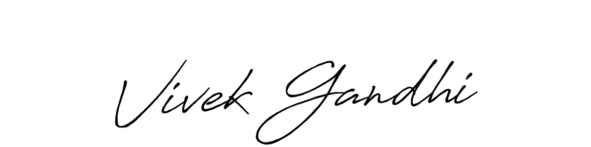 How to make Vivek Gandhi name signature. Use Antro_Vectra_Bolder style for creating short signs online. This is the latest handwritten sign. Vivek Gandhi signature style 7 images and pictures png