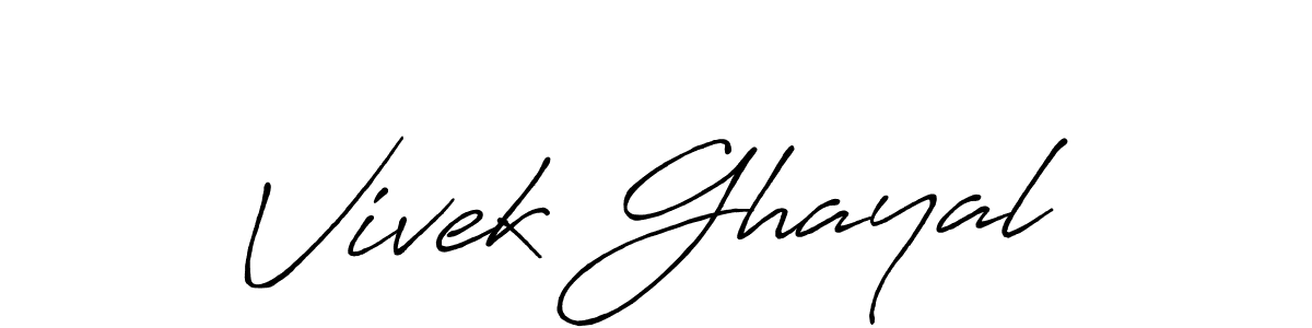 How to make Vivek Ghayal name signature. Use Antro_Vectra_Bolder style for creating short signs online. This is the latest handwritten sign. Vivek Ghayal signature style 7 images and pictures png