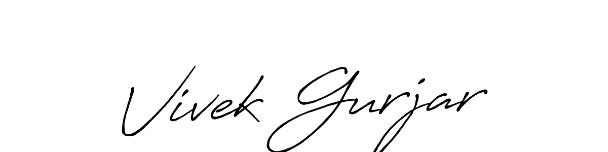 The best way (Antro_Vectra_Bolder) to make a short signature is to pick only two or three words in your name. The name Vivek Gurjar include a total of six letters. For converting this name. Vivek Gurjar signature style 7 images and pictures png