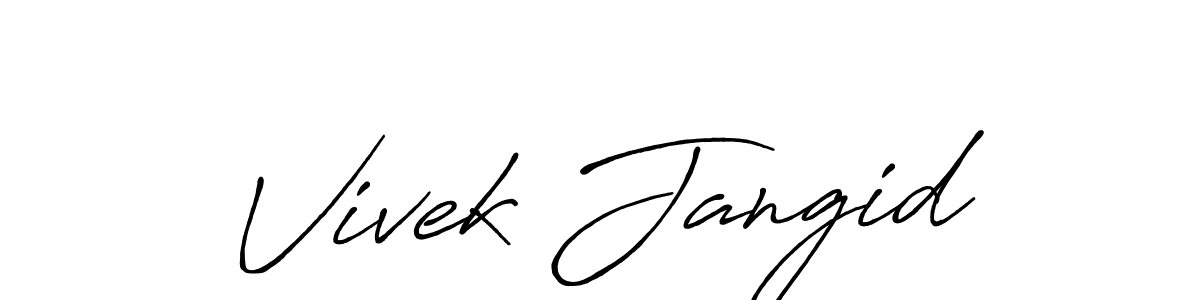 Antro_Vectra_Bolder is a professional signature style that is perfect for those who want to add a touch of class to their signature. It is also a great choice for those who want to make their signature more unique. Get Vivek Jangid name to fancy signature for free. Vivek Jangid signature style 7 images and pictures png