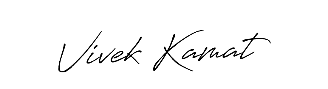 How to make Vivek Kamat name signature. Use Antro_Vectra_Bolder style for creating short signs online. This is the latest handwritten sign. Vivek Kamat signature style 7 images and pictures png