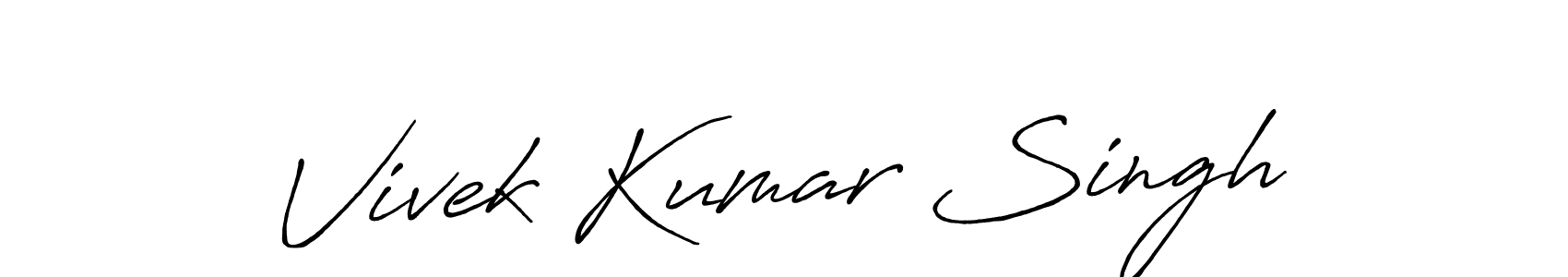 The best way (Antro_Vectra_Bolder) to make a short signature is to pick only two or three words in your name. The name Vivek Kumar Singh include a total of six letters. For converting this name. Vivek Kumar Singh signature style 7 images and pictures png