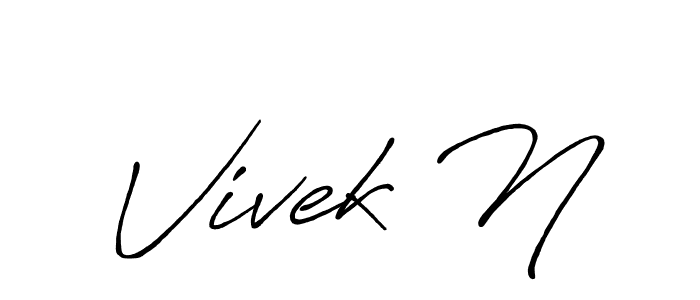 Create a beautiful signature design for name Vivek N. With this signature (Antro_Vectra_Bolder) fonts, you can make a handwritten signature for free. Vivek N signature style 7 images and pictures png