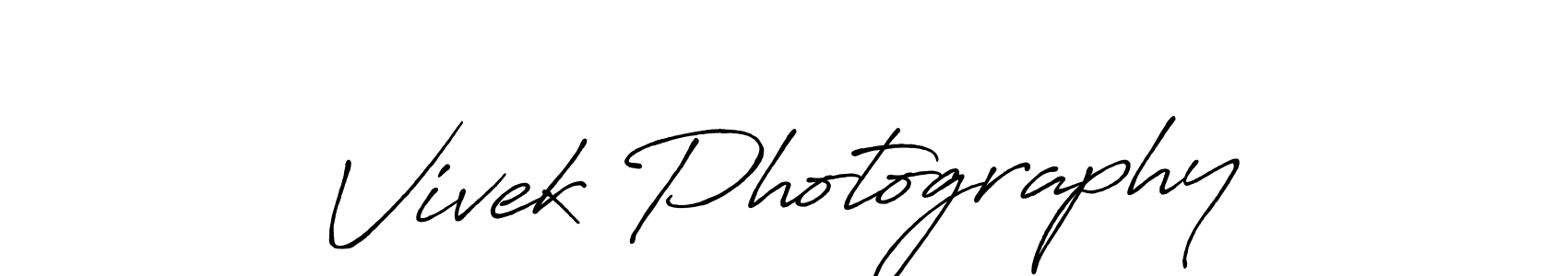 How to make Vivek Photography name signature. Use Antro_Vectra_Bolder style for creating short signs online. This is the latest handwritten sign. Vivek Photography signature style 7 images and pictures png