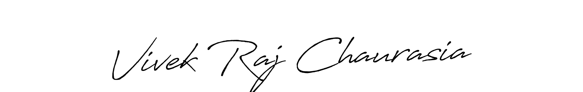 How to make Vivek Raj Chaurasia name signature. Use Antro_Vectra_Bolder style for creating short signs online. This is the latest handwritten sign. Vivek Raj Chaurasia signature style 7 images and pictures png