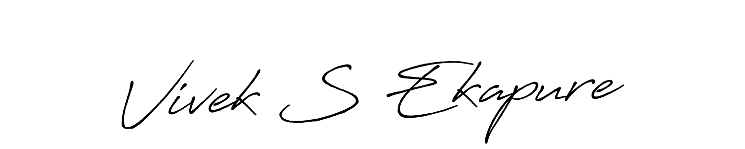 The best way (Antro_Vectra_Bolder) to make a short signature is to pick only two or three words in your name. The name Vivek S Ekapure include a total of six letters. For converting this name. Vivek S Ekapure signature style 7 images and pictures png